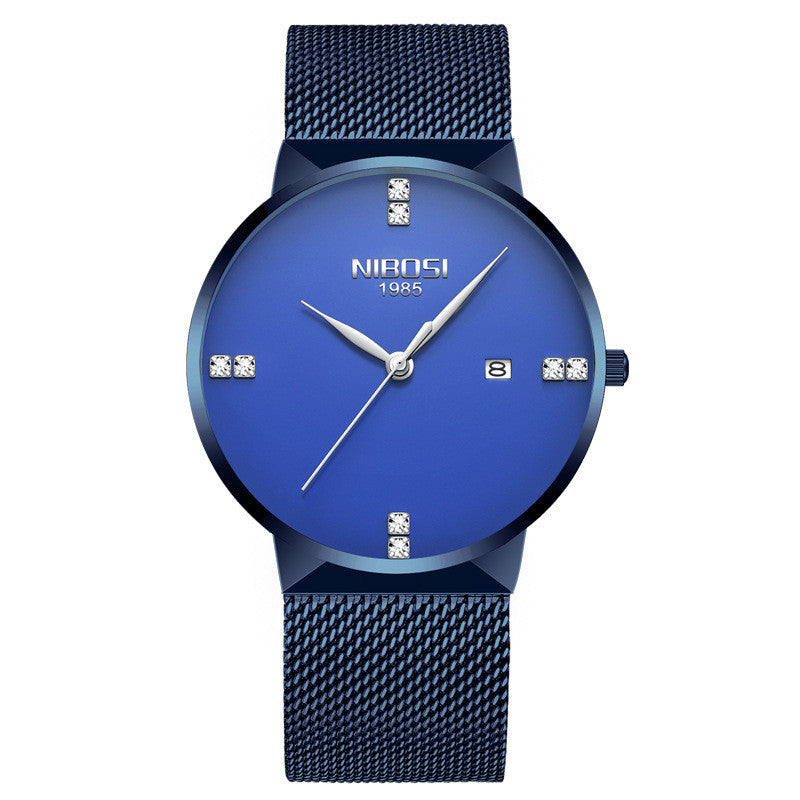 Relógio Nibosi Fashion Quartz com Pulseira de Malha Ultra-Fina