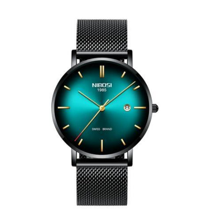 Relógio Masculino Nibosi Fashion de Quartzo – Elegância e Precisão com Calendário, Pulseira de Malha Fina e Resistência à Água