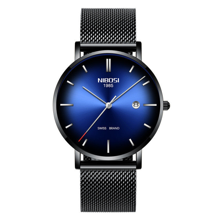 Relógio Masculino Nibosi Fashion de Quartzo – Elegância e Precisão com Calendário, Pulseira de Malha Fina e Resistência à Água