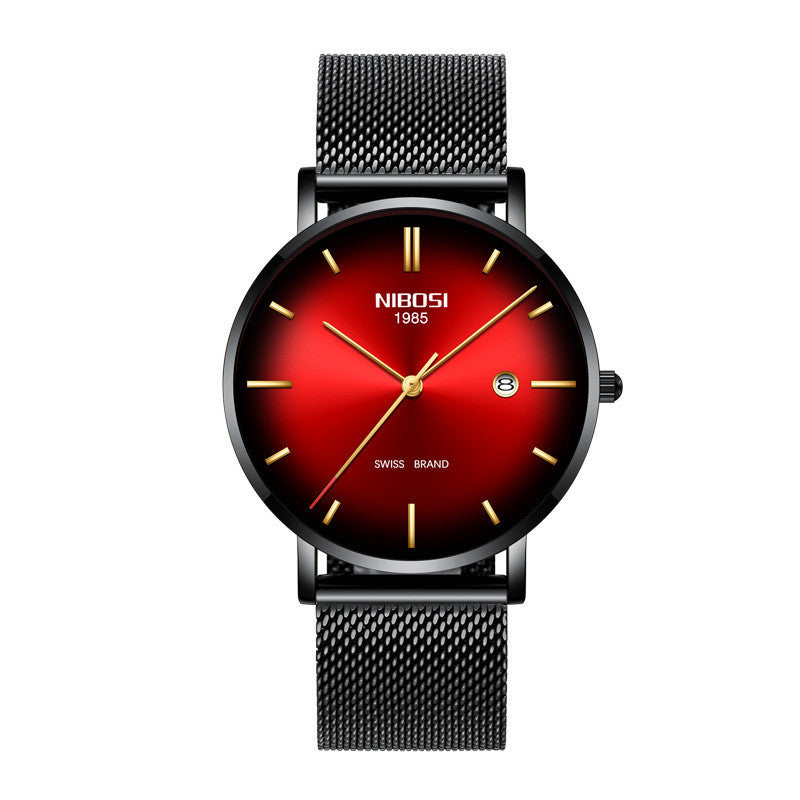 Relógio Masculino Nibosi Fashion de Quartzo – Elegância e Precisão com Calendário, Pulseira de Malha Fina e Resistência à Água