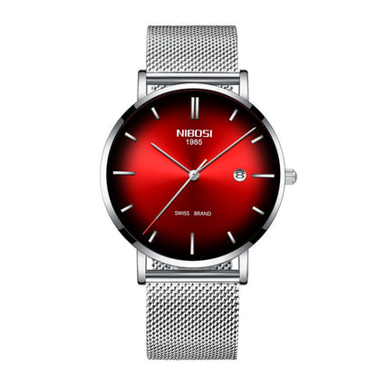 Relógio Masculino Nibosi Fashion de Quartzo – Elegância e Precisão com Calendário, Pulseira de Malha Fina e Resistência à Água