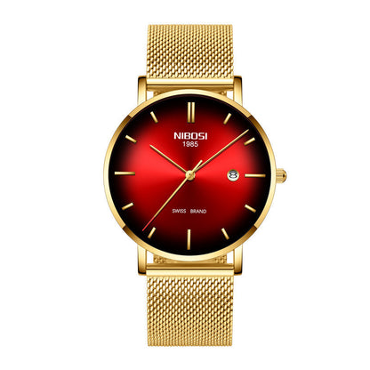 Relógio Masculino Nibosi Fashion de Quartzo – Elegância e Precisão com Calendário, Pulseira de Malha Fina e Resistência à Água