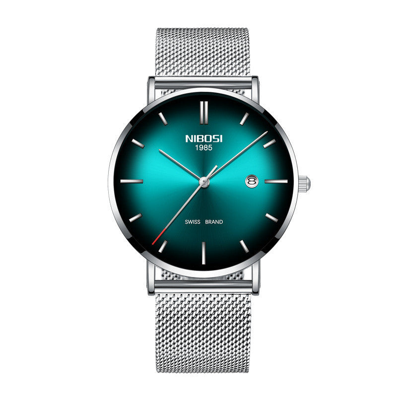 Relógio Masculino Nibosi Fashion de Quartzo – Elegância e Precisão com Calendário, Pulseira de Malha Fina e Resistência à Água